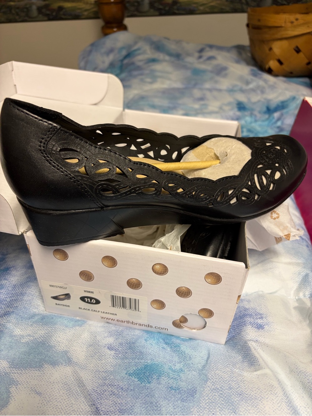 Black Laser-Cut Wedge Pump - Women's